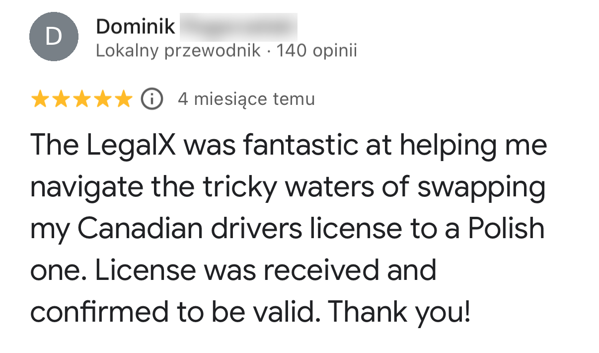Dominik P. — Driving licence exchange